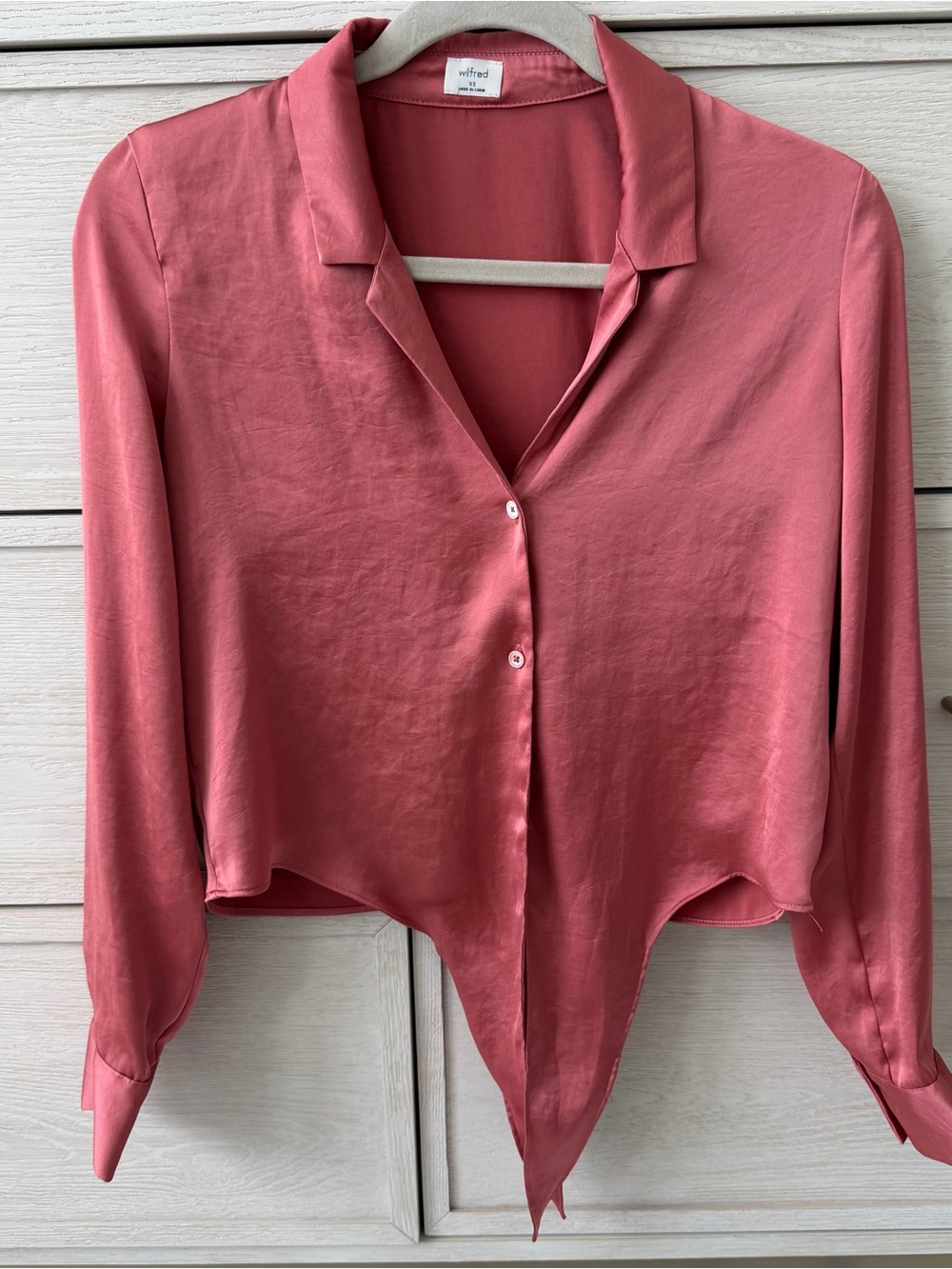 Wilfred Dusty Rose Satin Button-Front Shirt